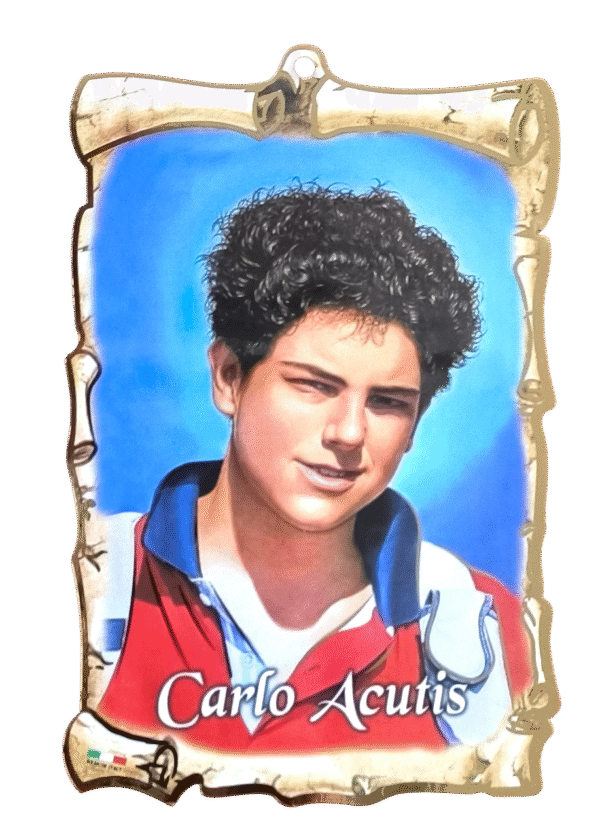 Cuadro Madera Pergamino Carlo Acutis